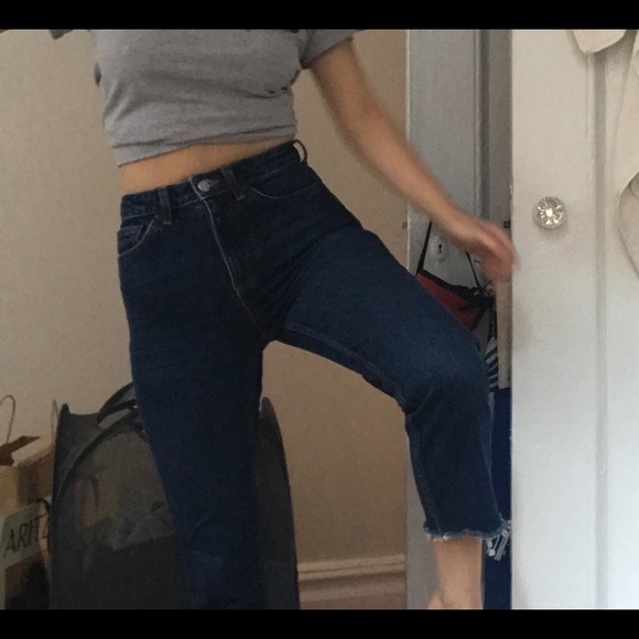 Topshop Dark Blue Straight-Leg Jeans - Picture 3 of 8